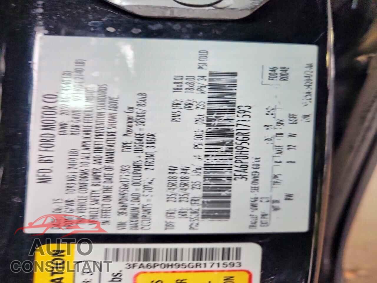 FORD FUSION 2016 - 3FA6P0H95GR171593