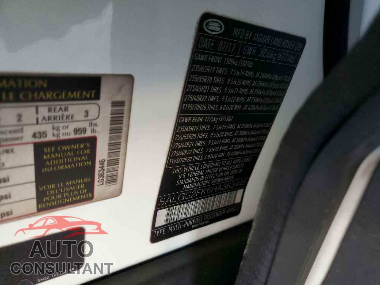 LAND ROVER RANGEROVER 2017 - SALGS2FK6HA363446