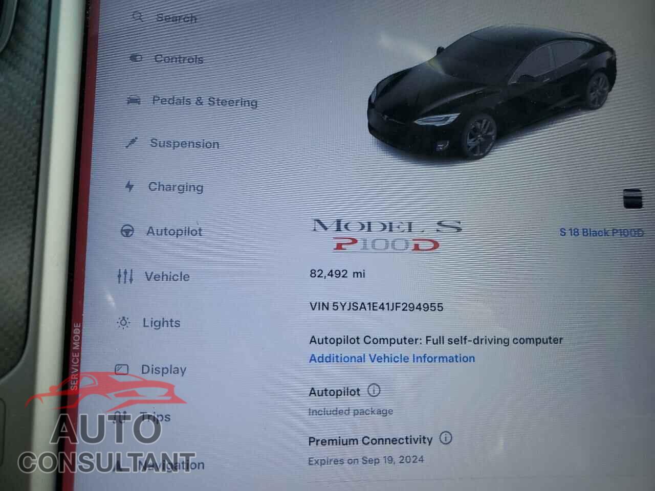 TESLA MODEL S 2018 - 5YJSA1E41JF294955