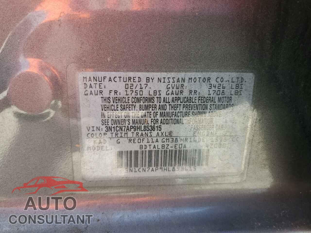 NISSAN VERSA 2017 - 3N1CN7AP9HL853615
