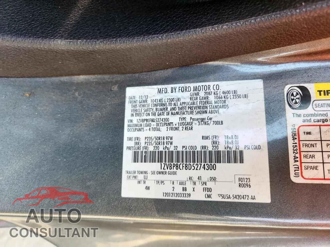 FORD MUSTANG 2013 - 1ZVBP8CF8D5274300