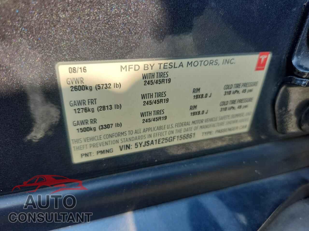 TESLA MODEL X 2016 - 5YJSA1E25GF156861