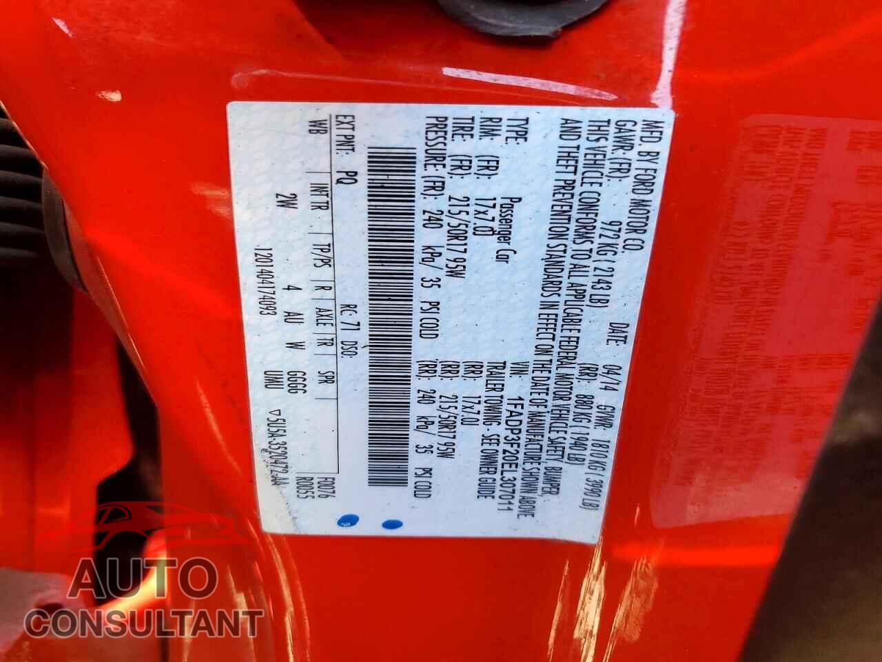 FORD FOCUS 2014 - 1FADP3F20EL307011