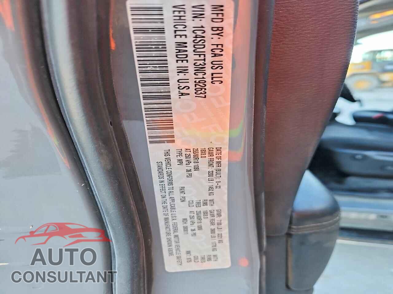 DODGE DURANGO 2022 - 1C4SDJFT3NC192637