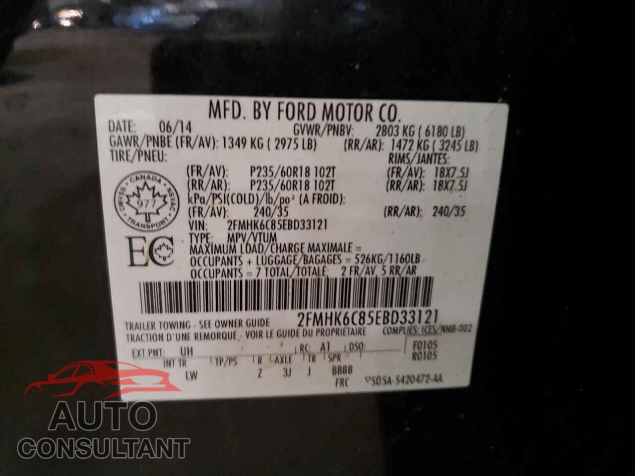 FORD FLEX 2014 - 2FMHK6C85EBD33121