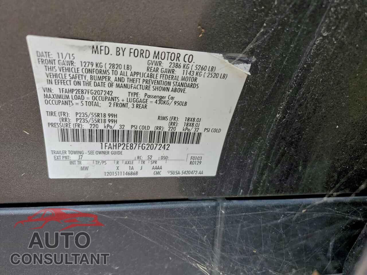 FORD TAURUS 2015 - 1FAHP2E87FG207242