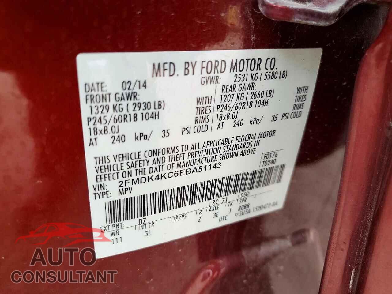 FORD EDGE 2014 - 2FMDK4KC6EBA51143