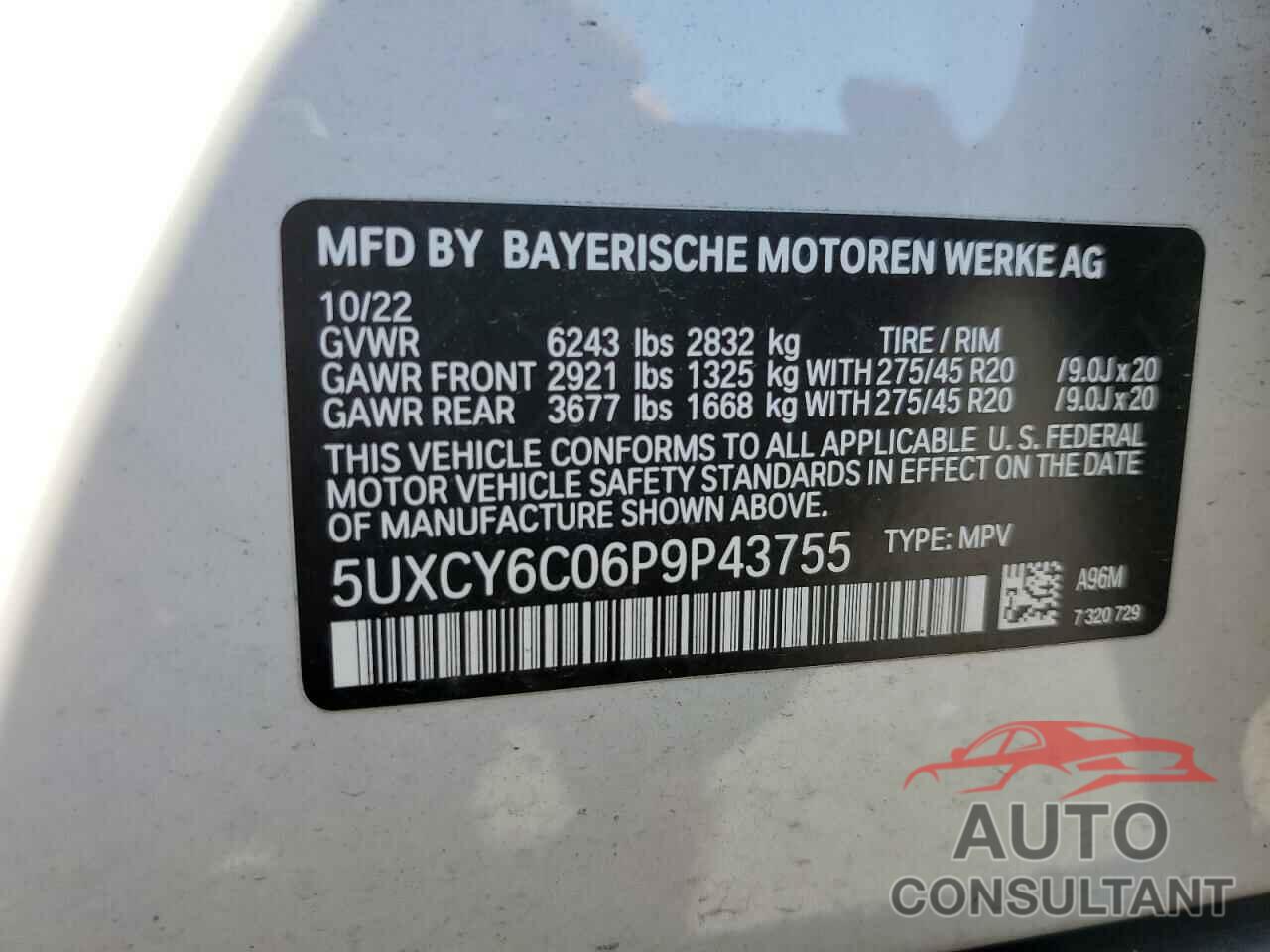 BMW X6 2023 - 5UXCY6C06P9P43755