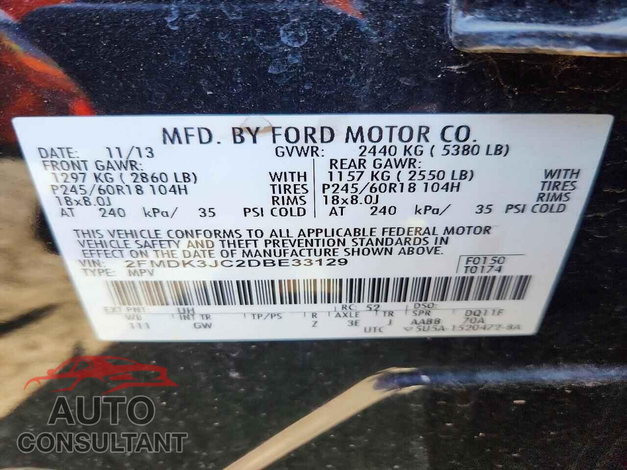 FORD EDGE 2013 - 2FMDK3JC2DBE33129