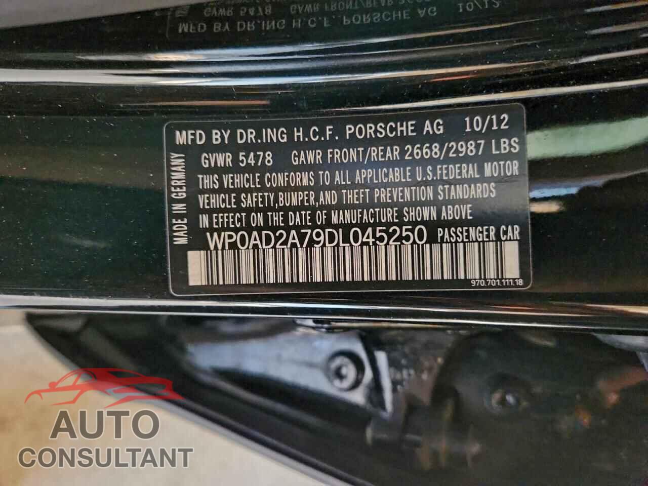 PORSCHE PANAMERA 2013 - WP0AD2A79DL045250