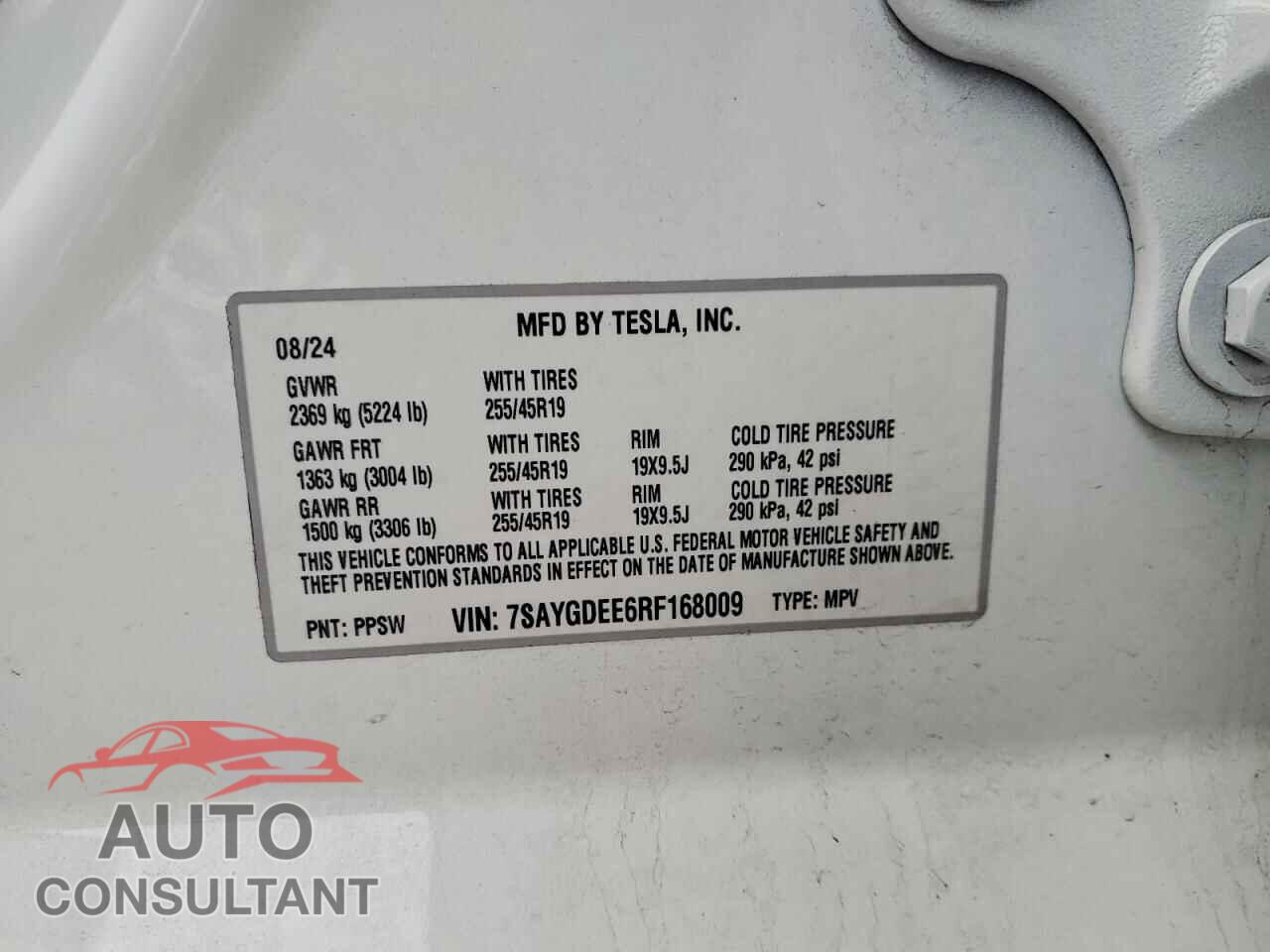 TESLA MODEL Y 2024 - 7SAYGDEE6RF168009