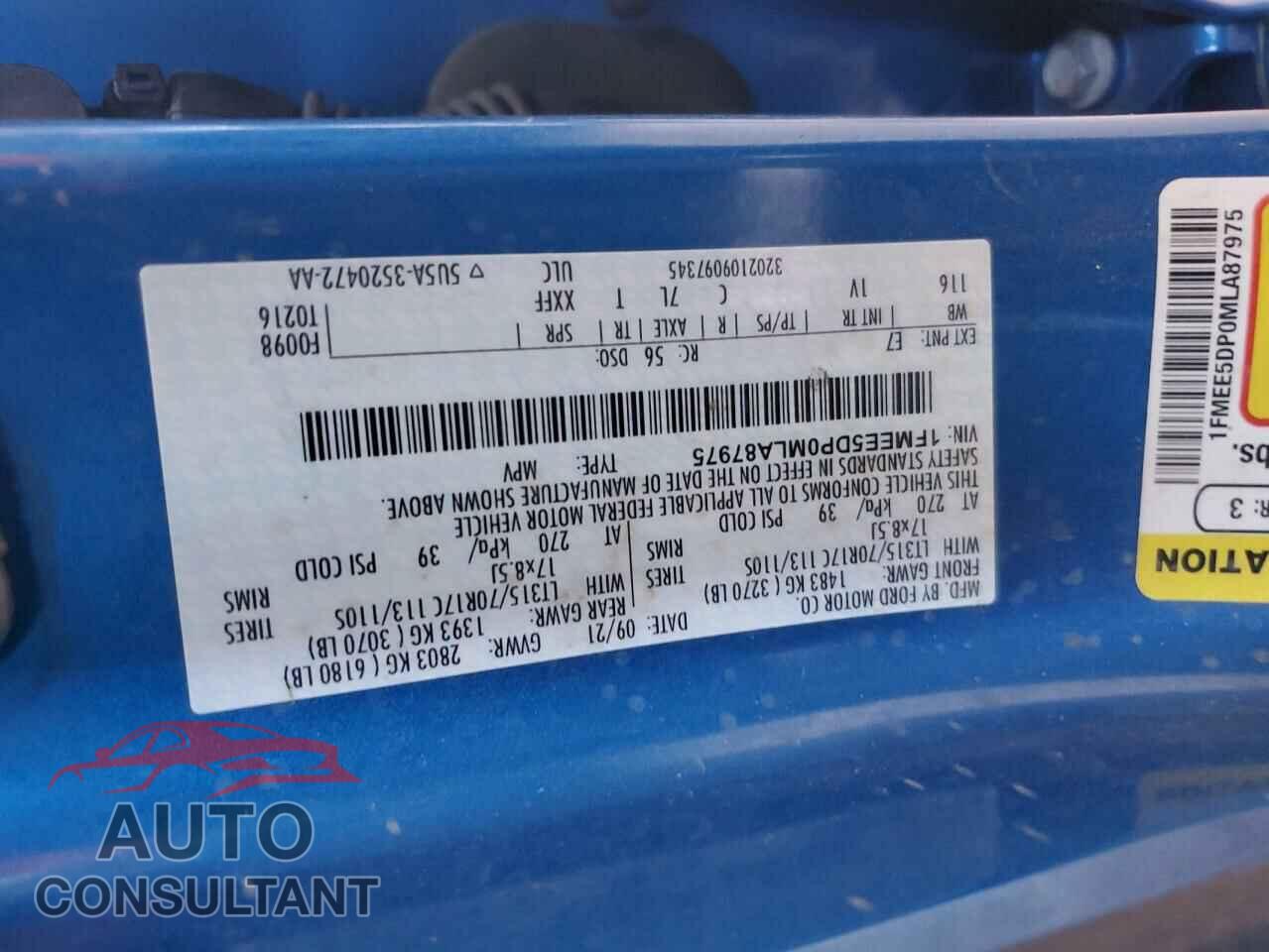 FORD BRONCO 2021 - 1FMEE5DP0MLA87975