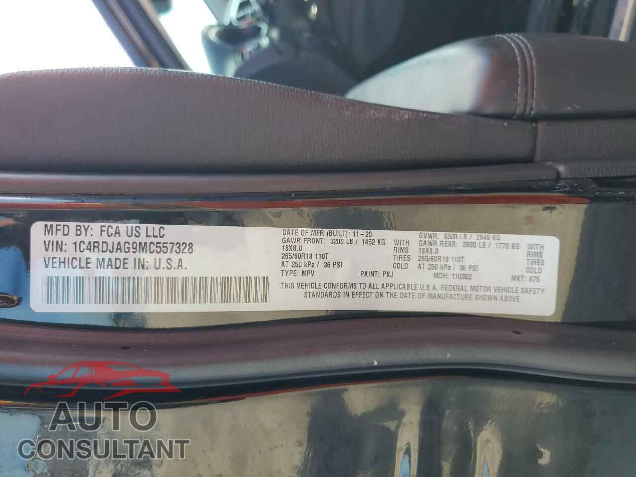 DODGE DURANGO 2021 - 1C4RDJAG9MC557328