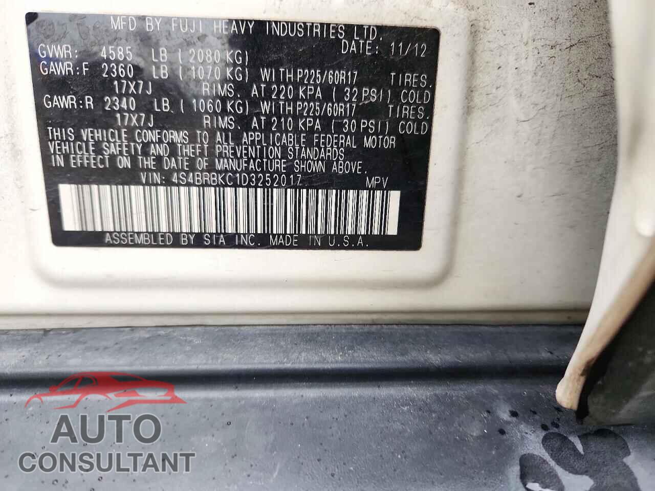 SUBARU OUTBACK 2013 - 4S4BRBKC1D3252017