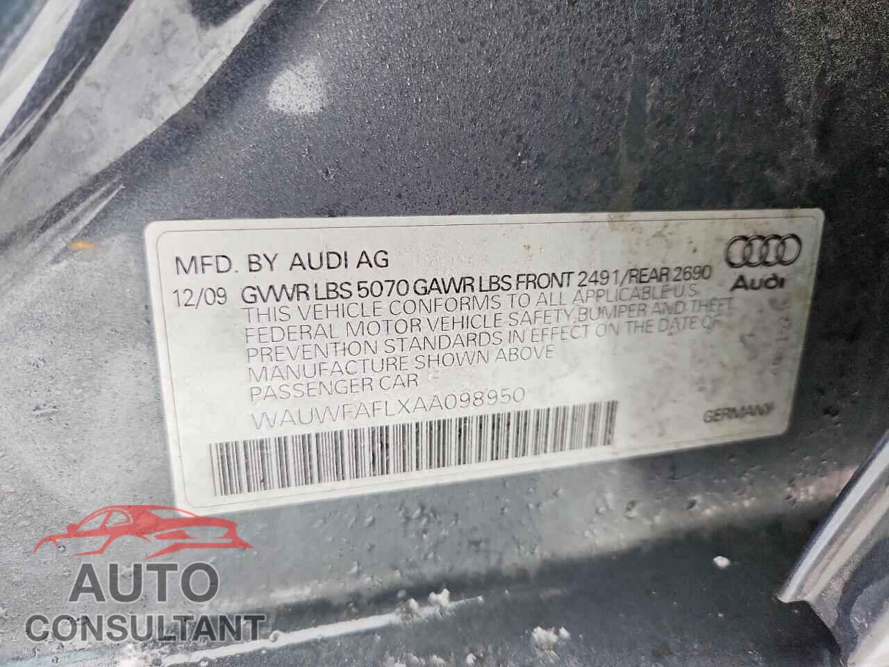 AUDI A4 2010 - WAUWFAFLXAA098950