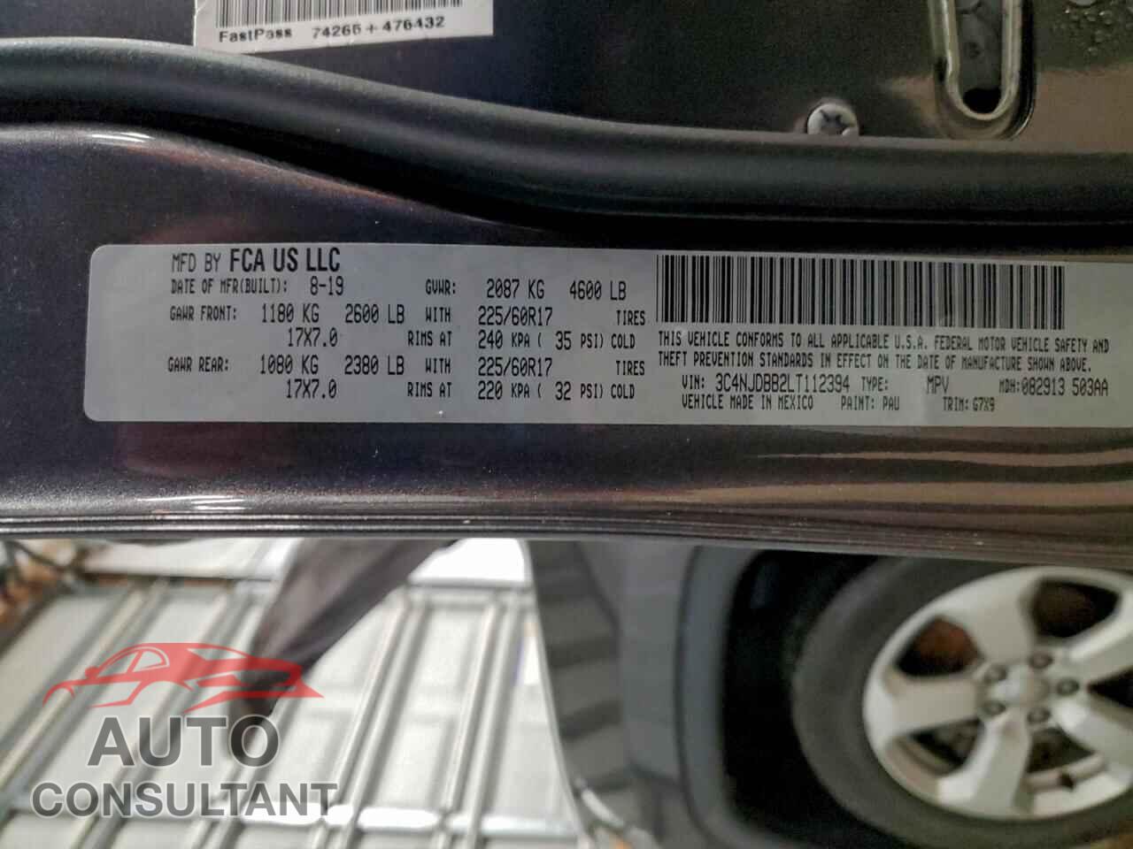 JEEP COMPASS 2020 - 3C4NJDBB2LT112394