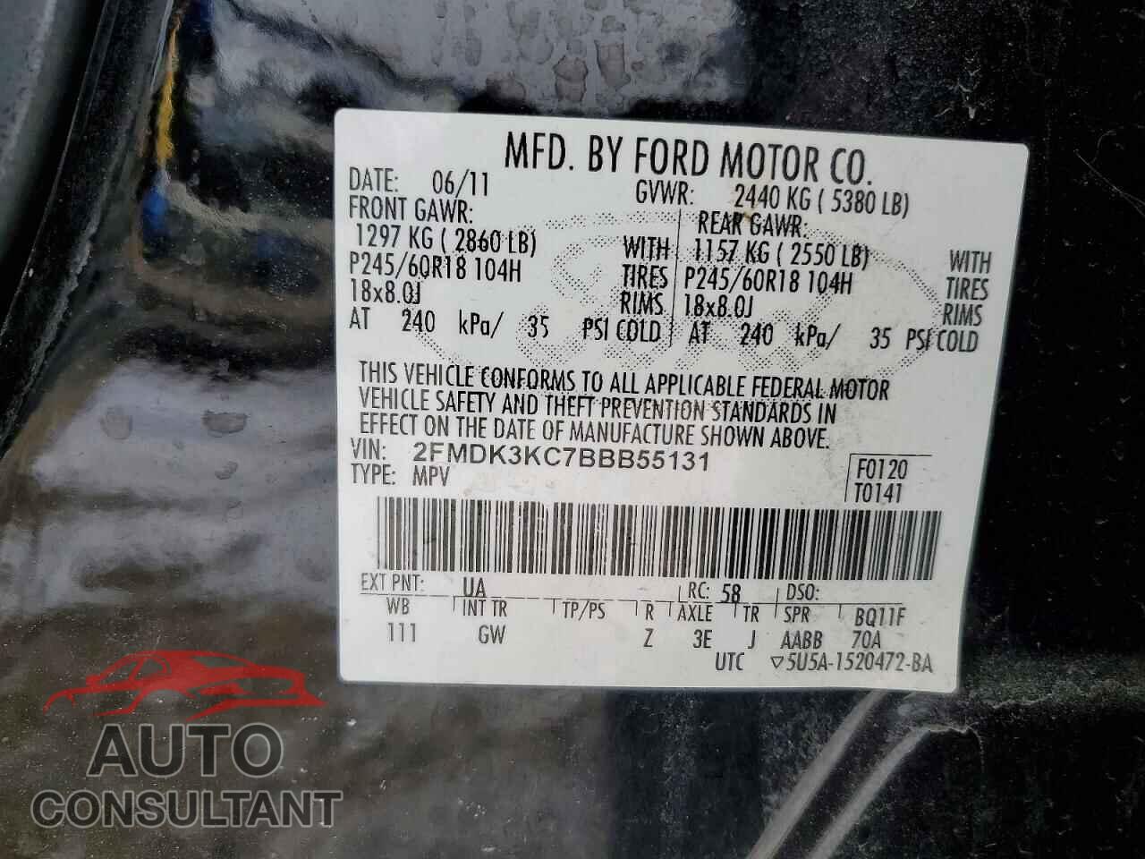 FORD EDGE 2011 - 2FMDK3KC7BBB55131