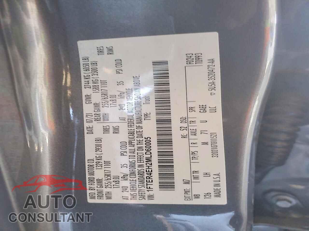 FORD RANGER 2021 - 1FTER4EH2MLD60005