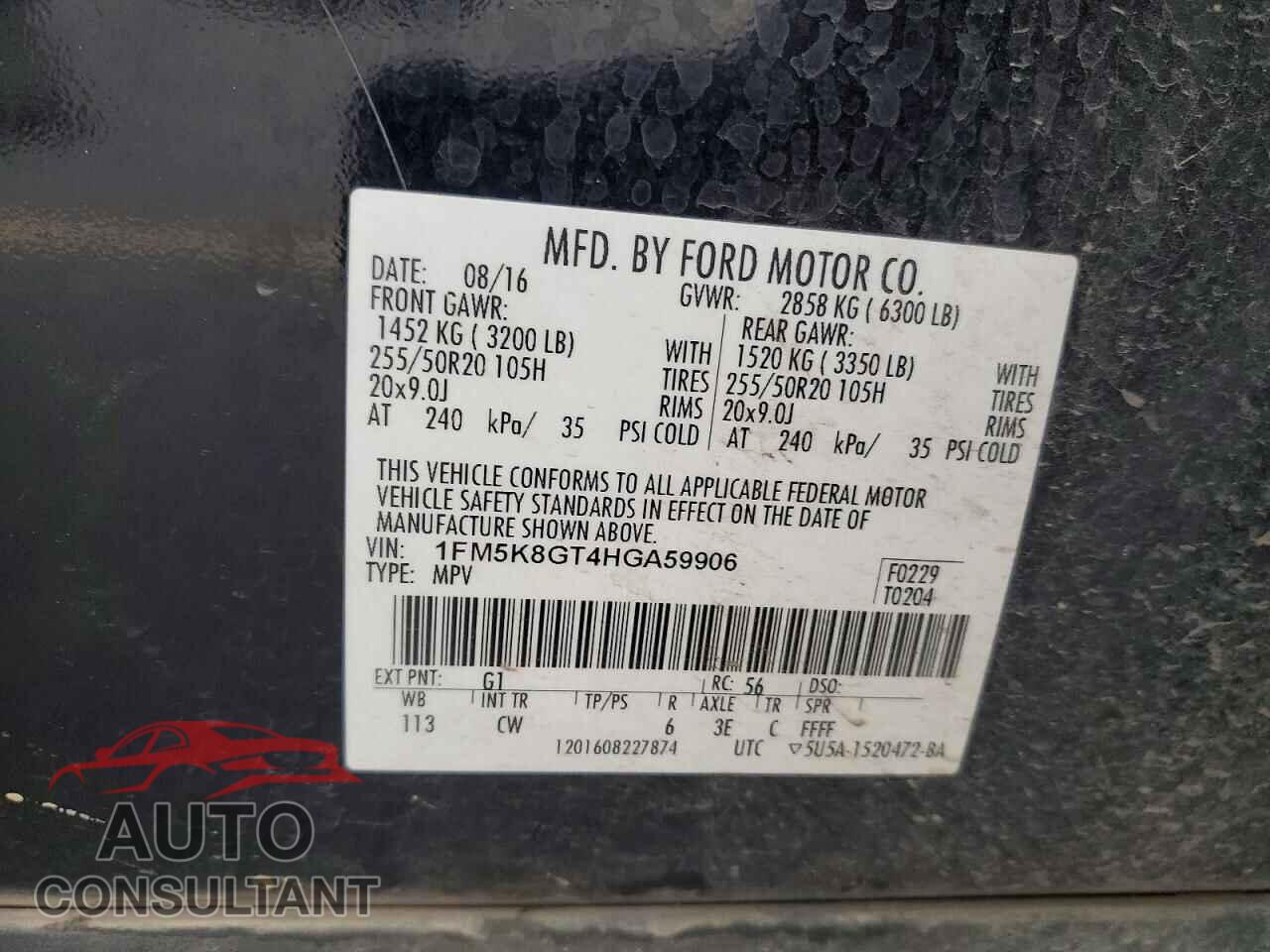 FORD EXPLORER 2017 - 1FM5K8GT4HGA59906
