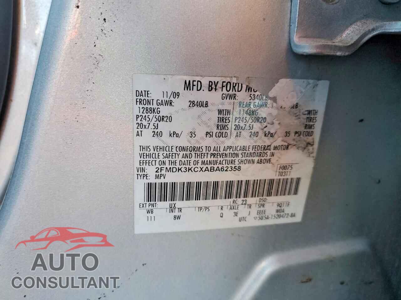 FORD EDGE 2010 - 2FMDK3KCXABA62358