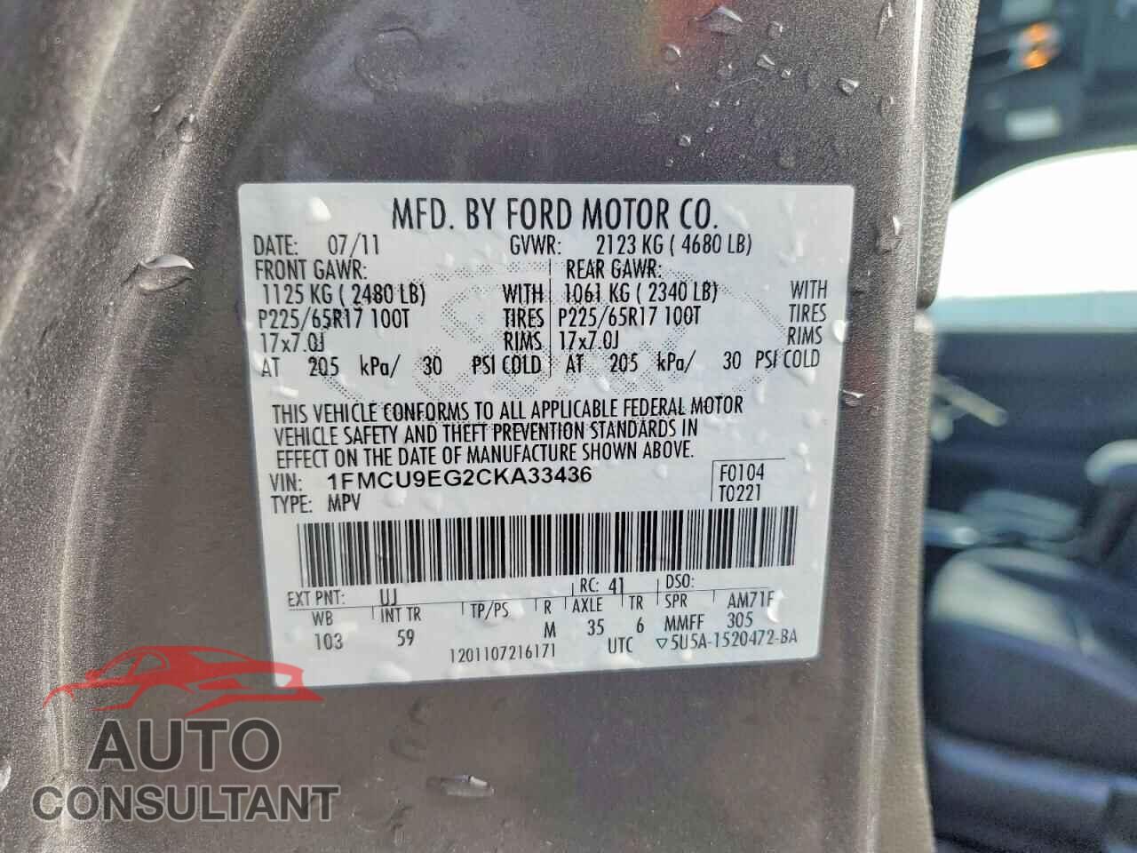 FORD ESCAPE 2012 - 1FMCU9EG2CKA33436