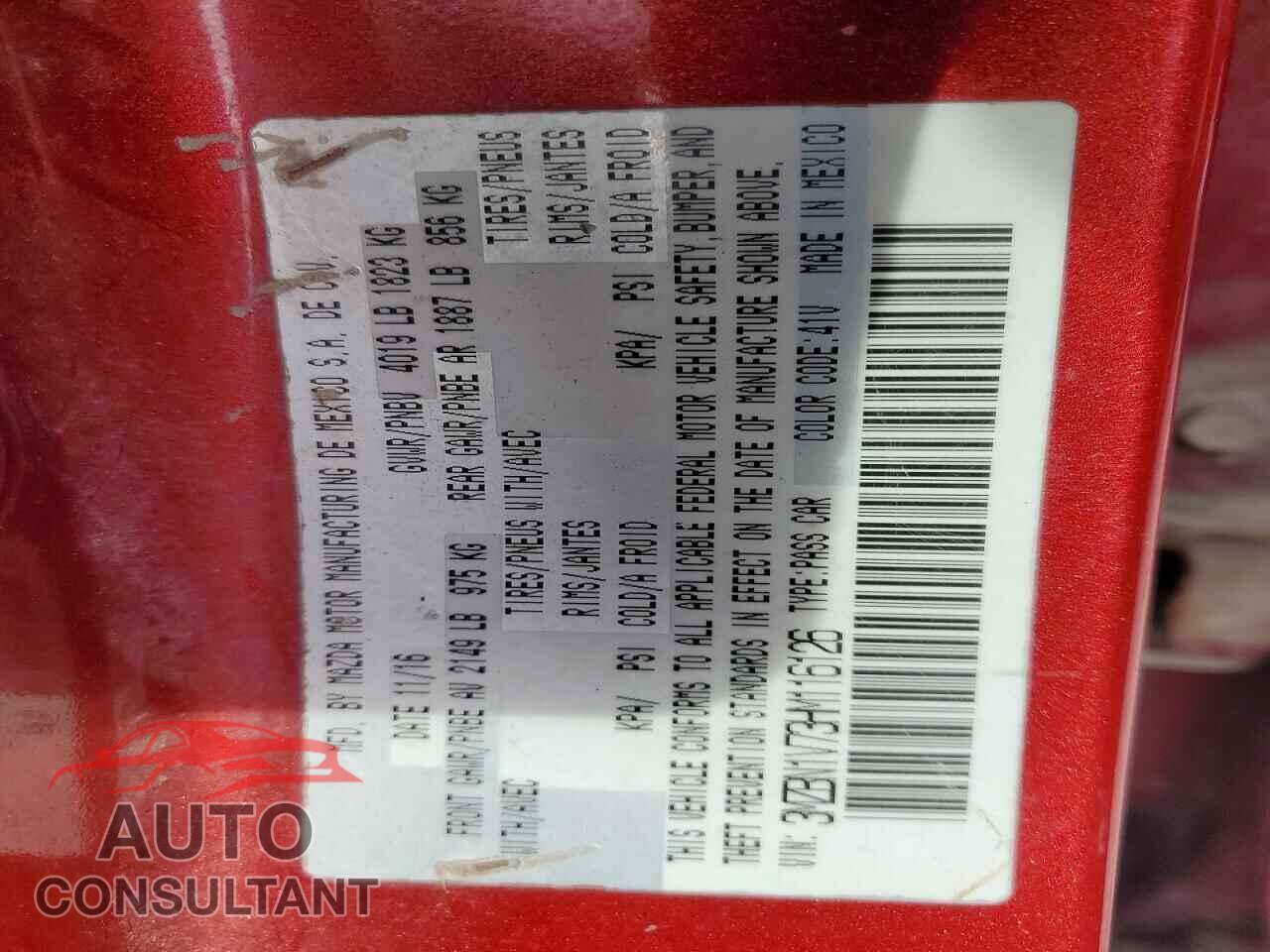 MAZDA 3 2017 - 3MZBN1V73HM116126
