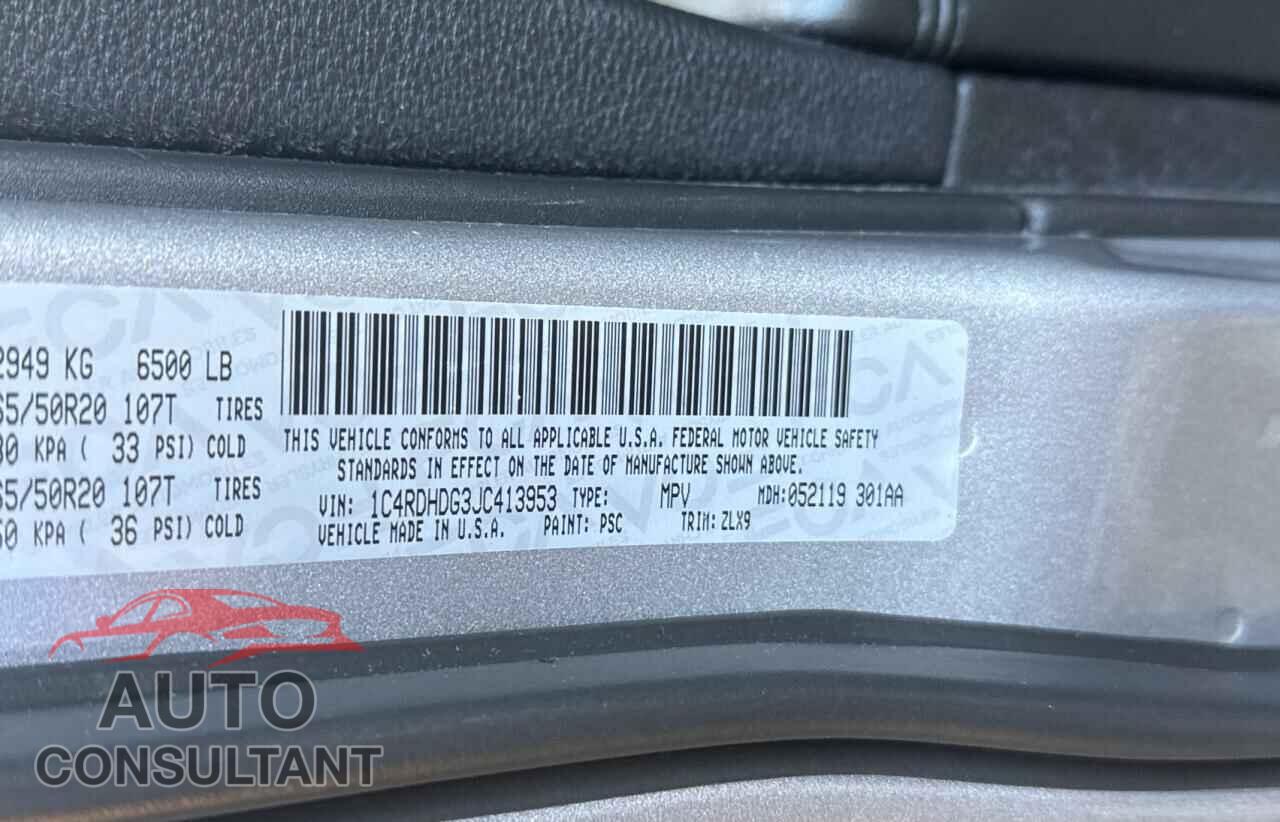 DODGE DURANGO 2018 - 1C4RDHDG3JC413953