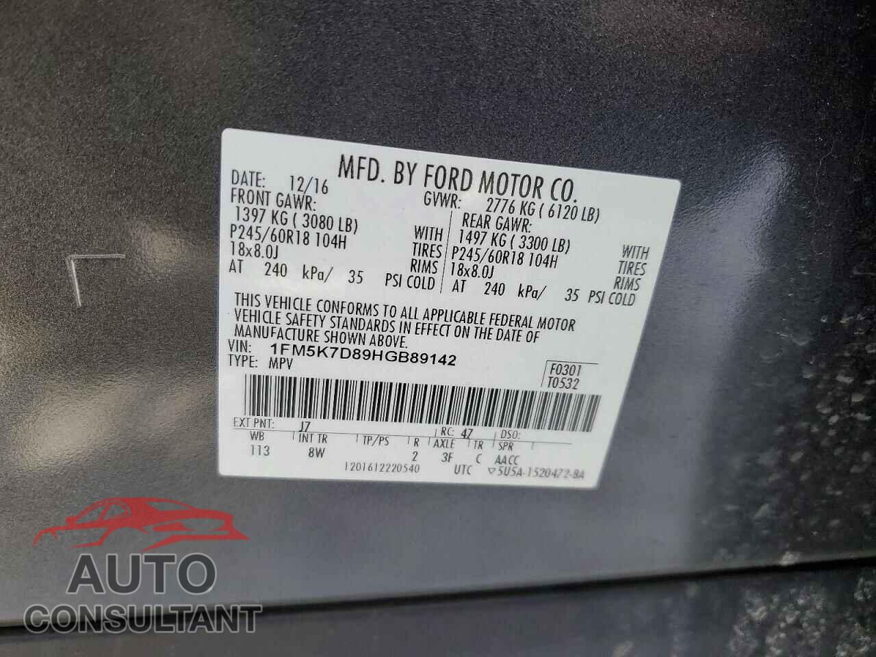FORD EXPLORER 2017 - 1FM5K7D89HGB89142