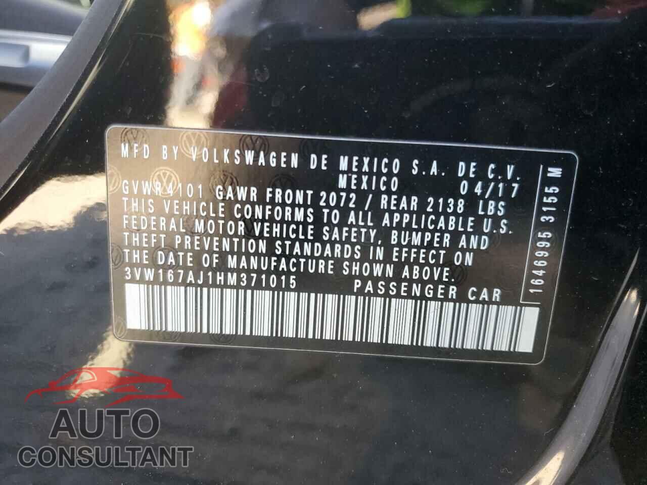 VOLKSWAGEN JETTA 2017 - 3VW167AJ1HM371015