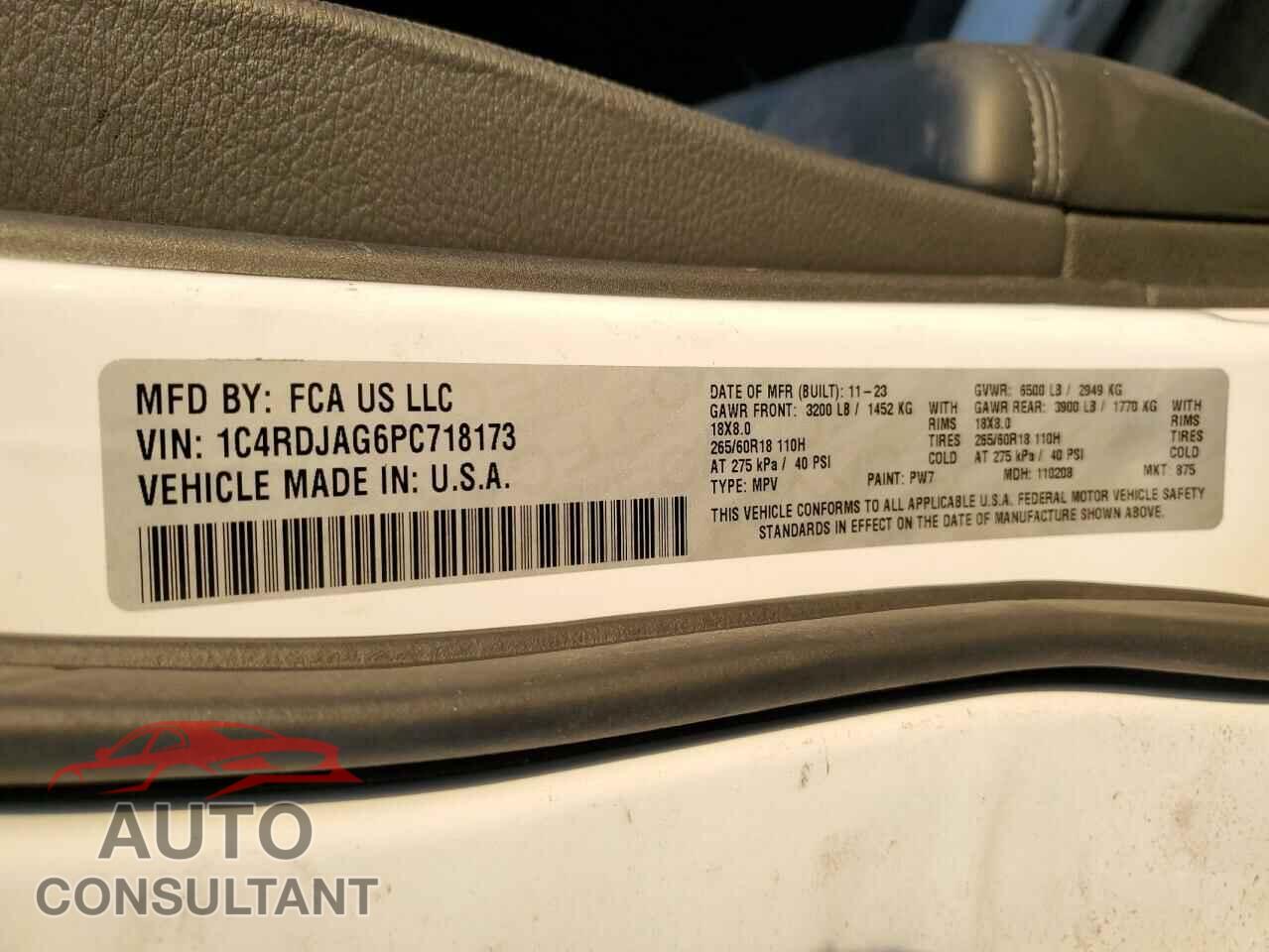 DODGE DURANGO 2023 - 1C4RDJAG6PC718173