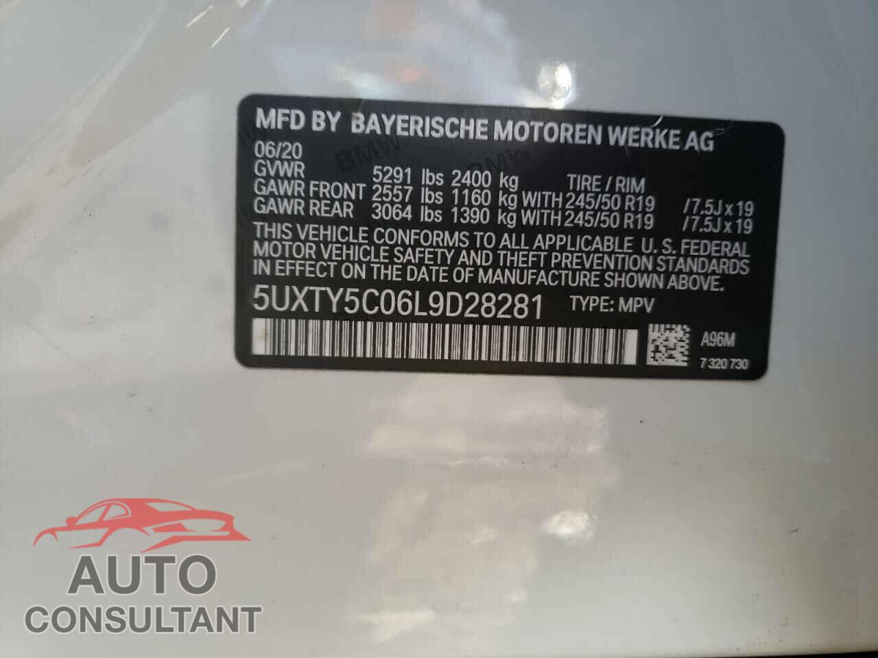 BMW X3 2020 - 5UXTY5C06L9D28281