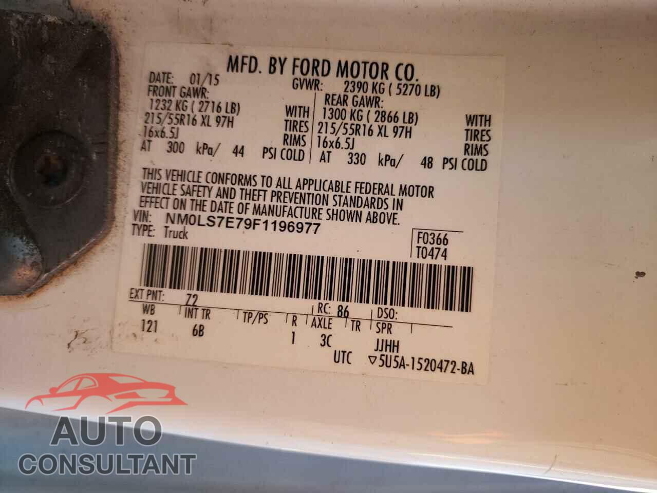 FORD TRANSIT 2015 - NM0LS7E79F1196977
