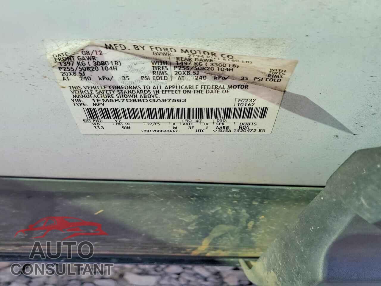 FORD EXPLORER 2013 - 1FM5K7D88DGA97563