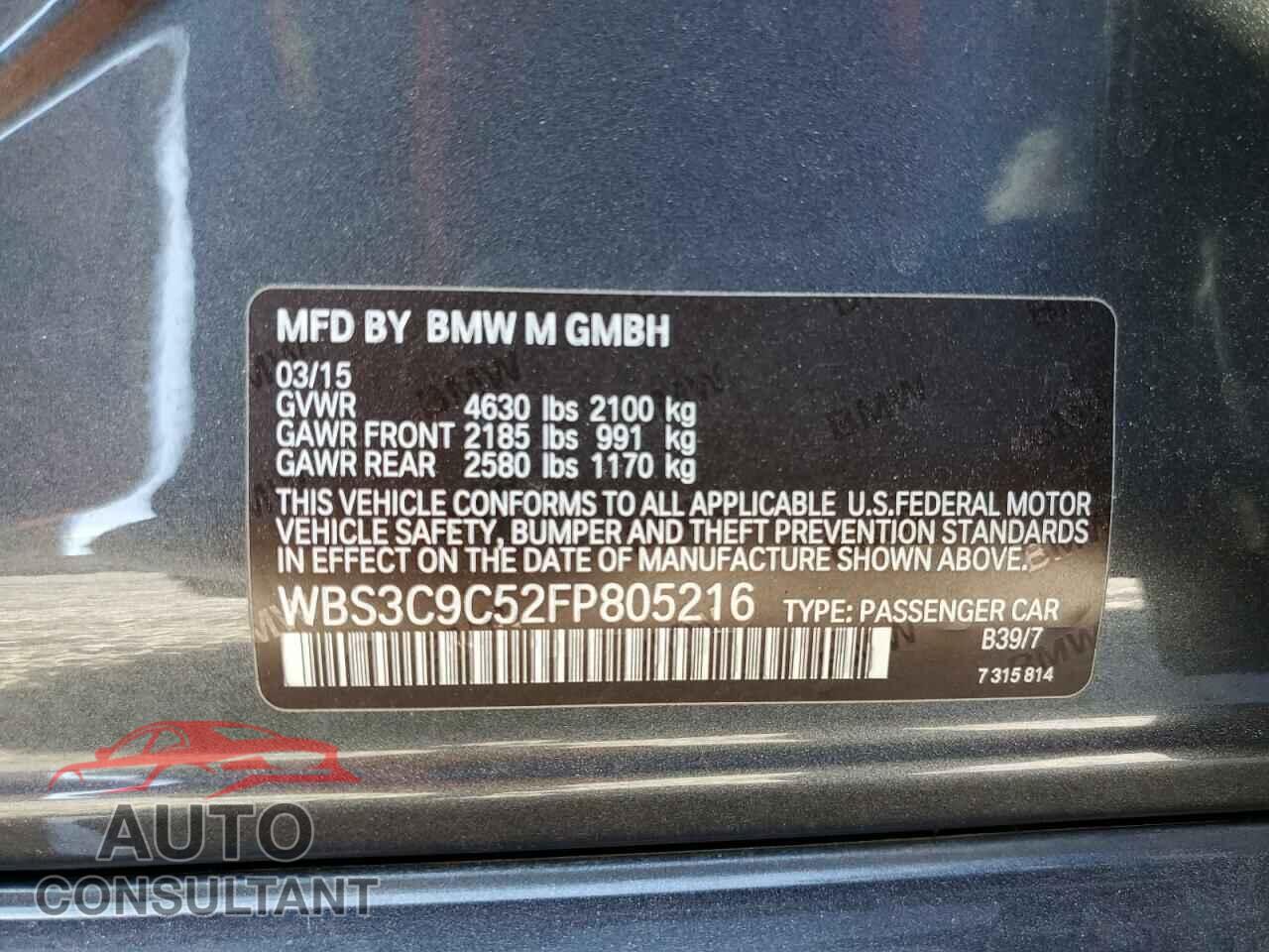 BMW M3 2015 - WBS3C9C52FP805216