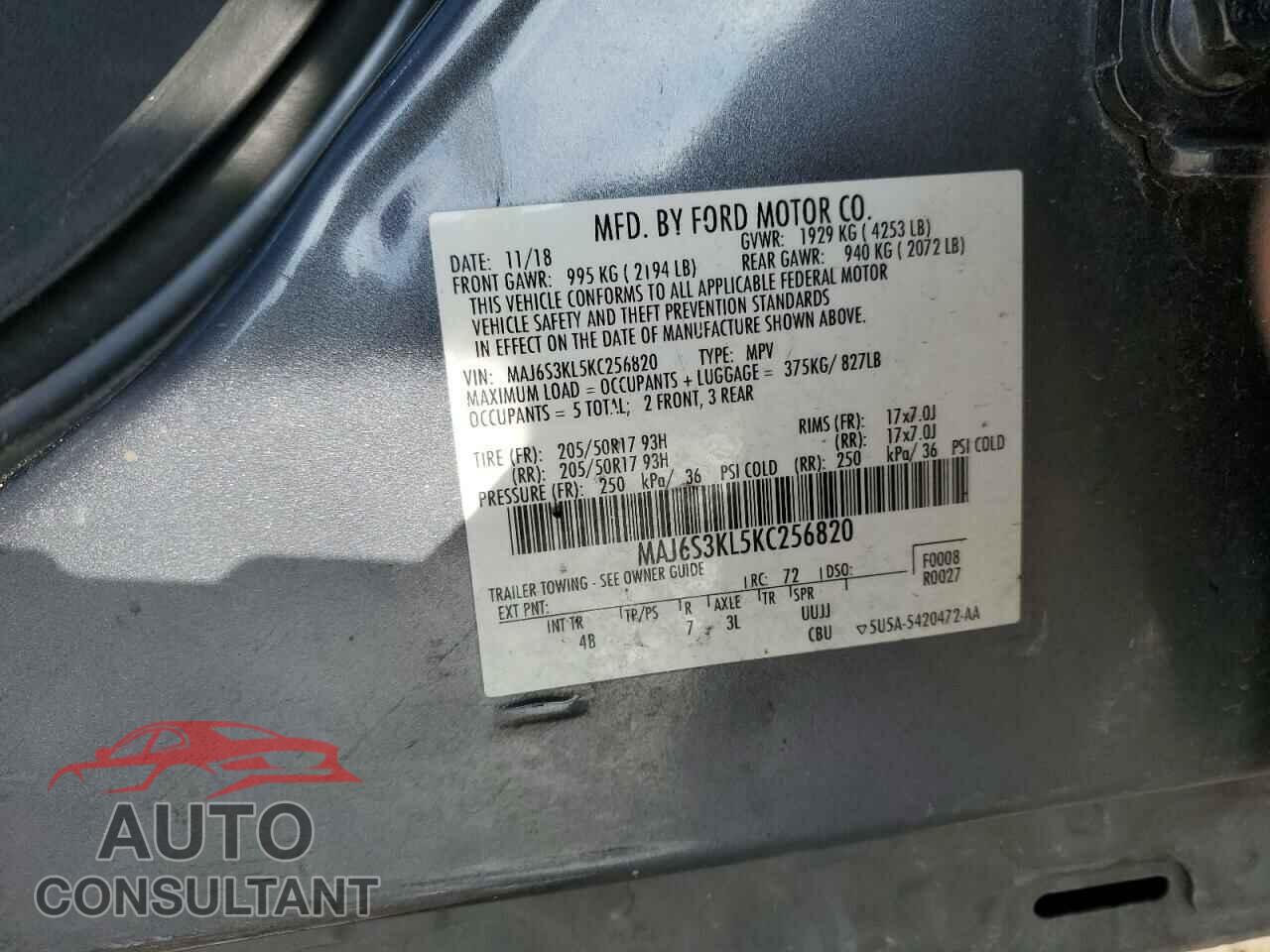 FORD ECOSPORT 2019 - MAJ6S3KL5KC256820
