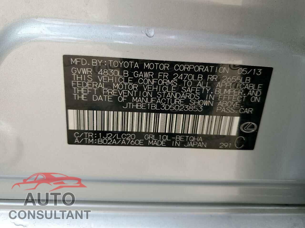 LEXUS GS350 2013 - JTHBE1BL3D5023853