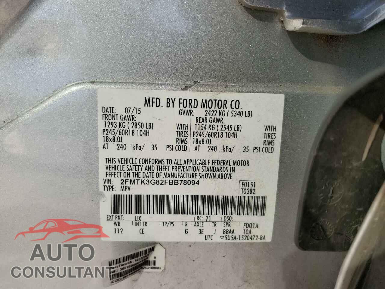 FORD EDGE 2015 - 2FMTK3G82FBB78094