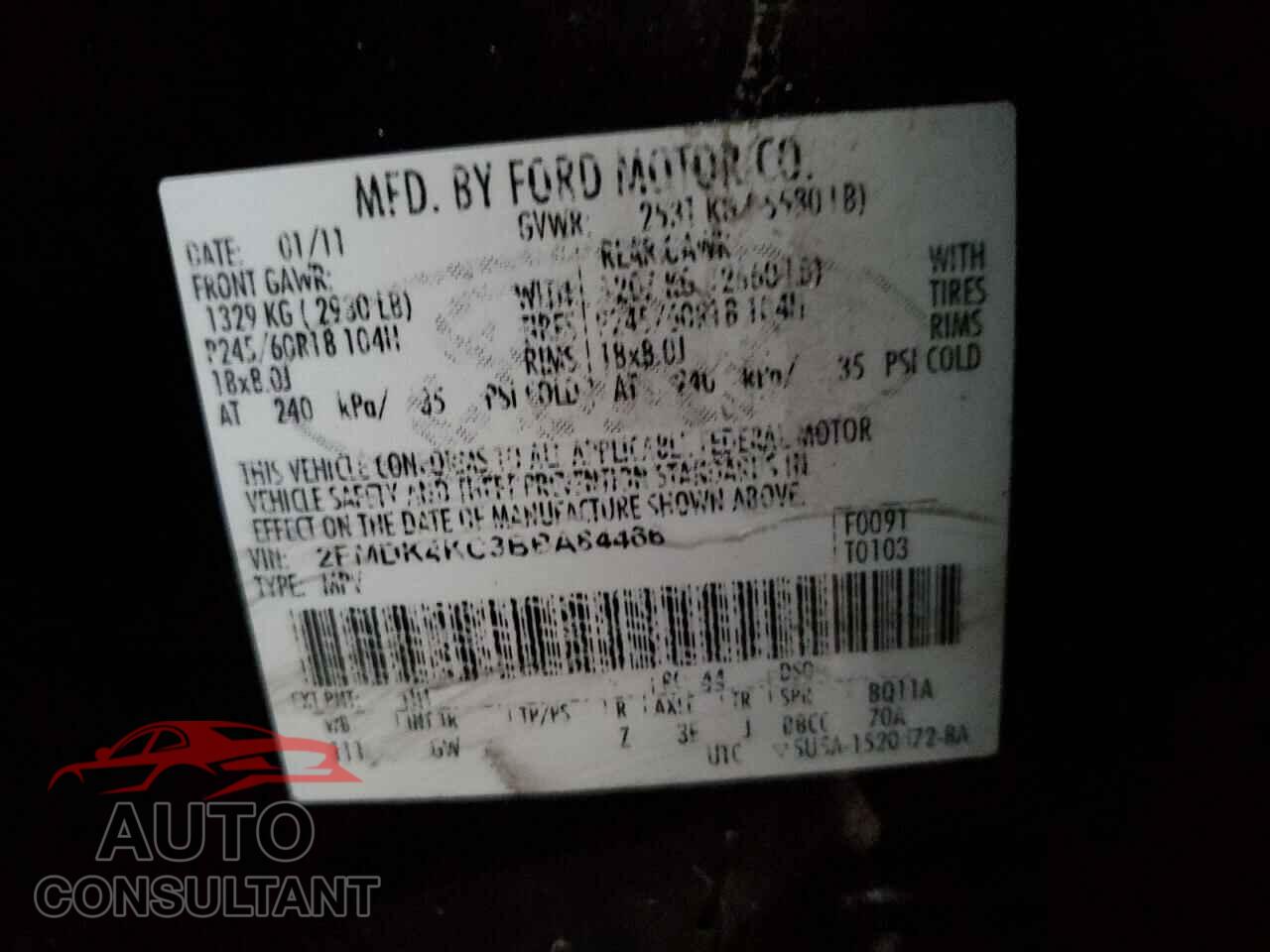 FORD EDGE 2011 - 2FMDK4KC3BBA84466