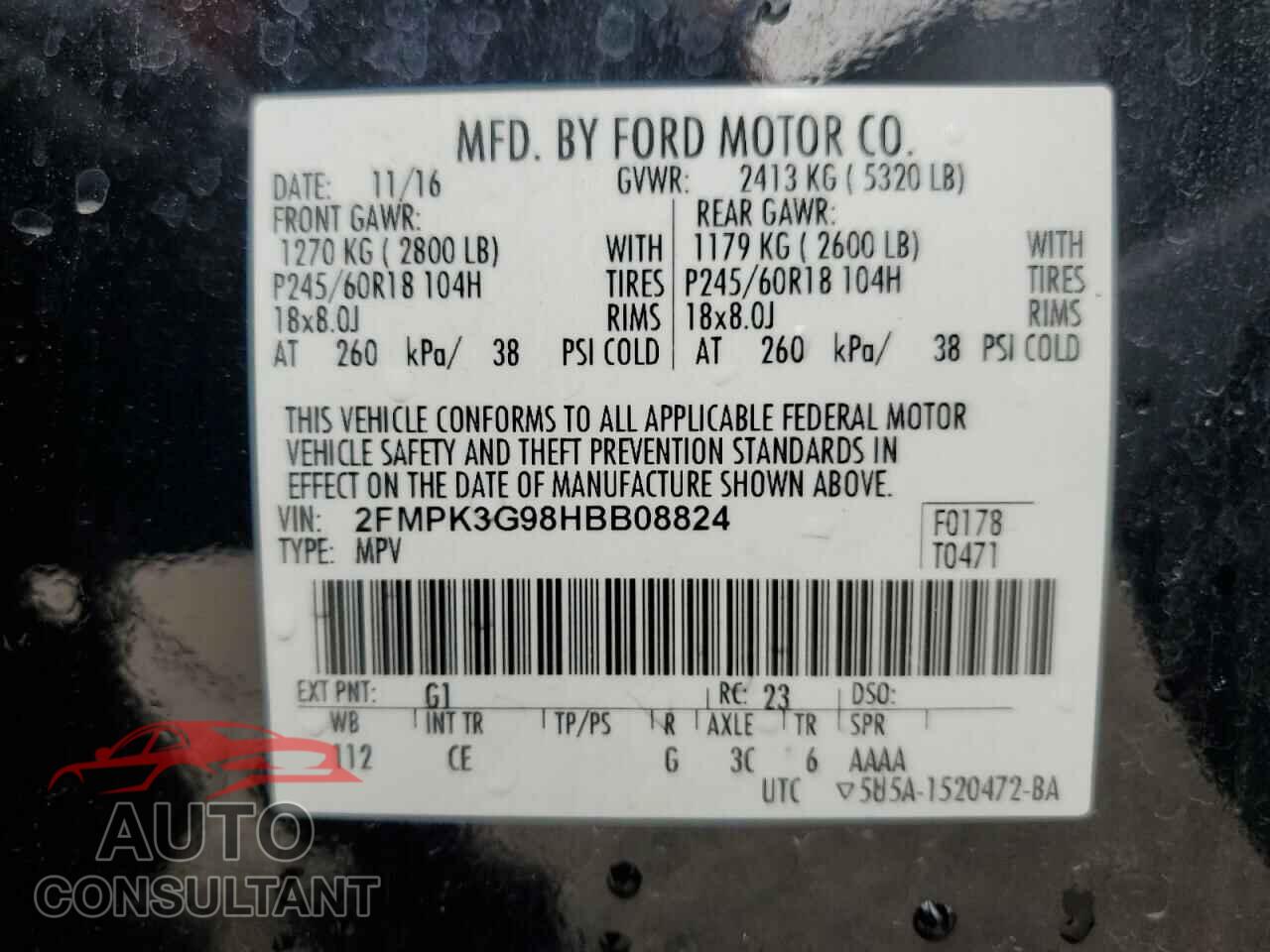FORD EDGE 2017 - 2FMPK3G98HBB08824