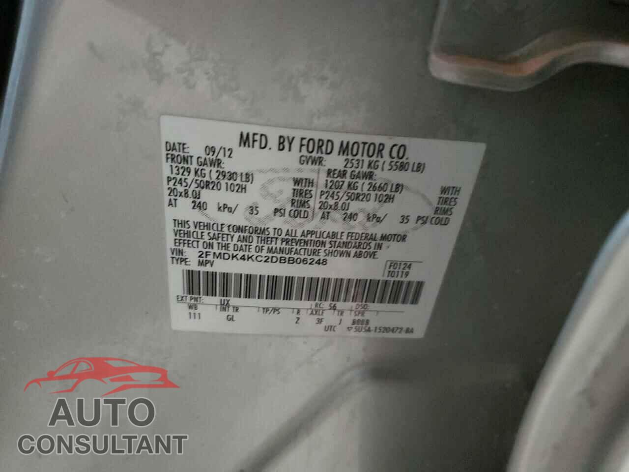 FORD EDGE 2013 - 2FMDK4KC2DBB06248