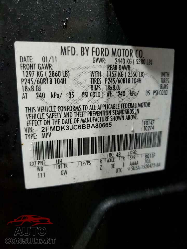 FORD EDGE 2011 - 2FMDK3JC6BBA80665