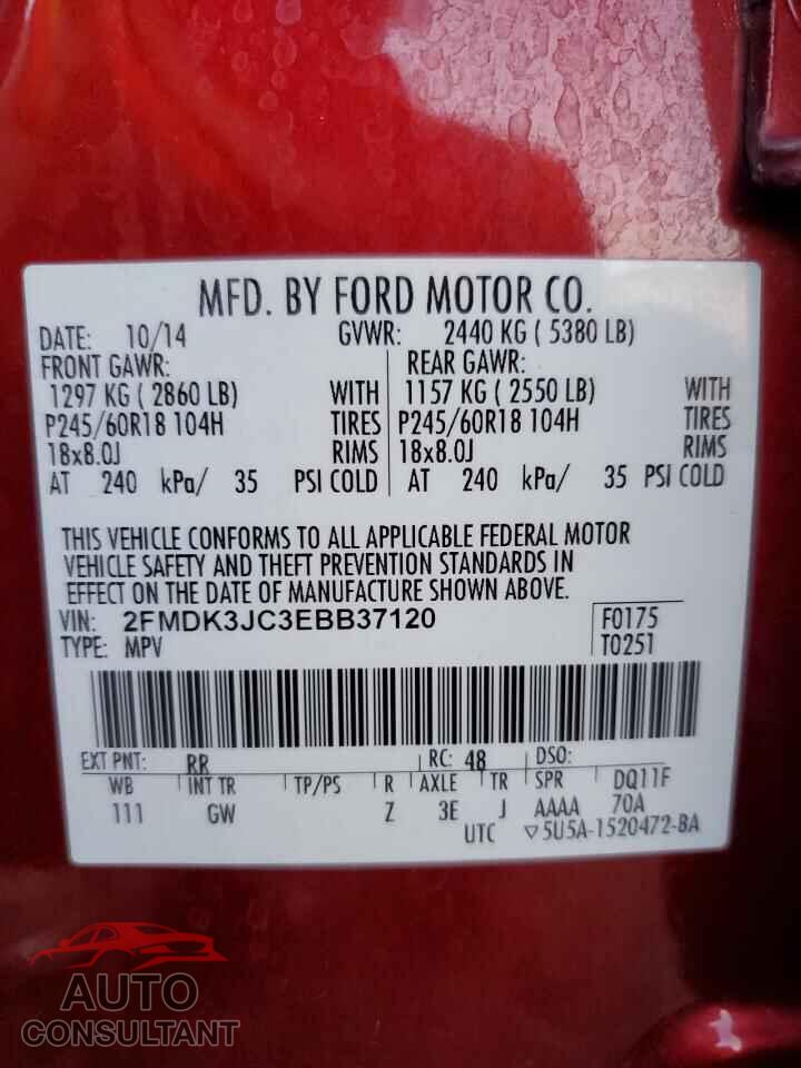 FORD EDGE 2014 - 2FMDK3JC3EBB37120