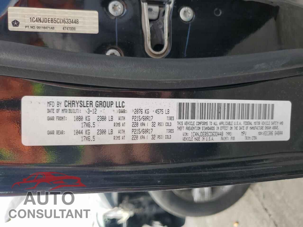 JEEP COMPASS 2012 - 1C4NJDEB5CD633448