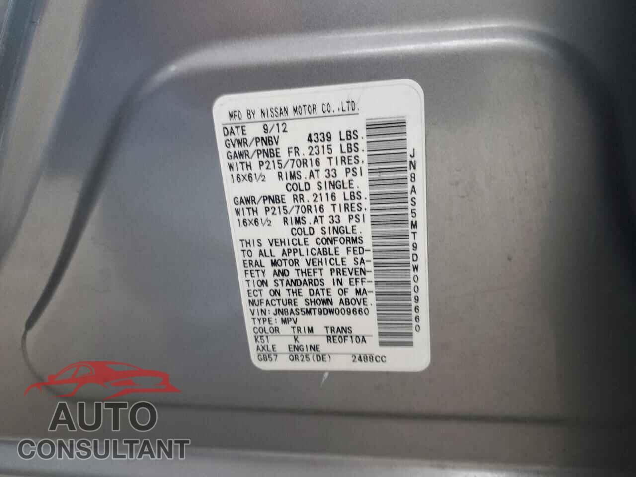 NISSAN ROGUE 2013 - JN8AS5MT9DW009660