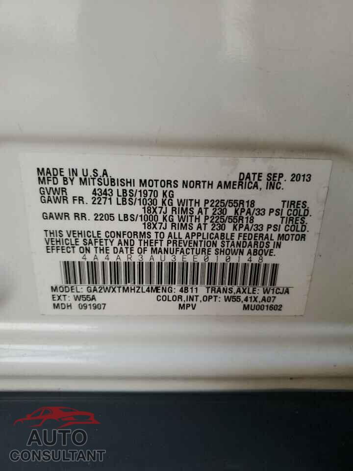 MITSUBISHI OUTLANDER 2014 - 4A4AR3AU3EE010148