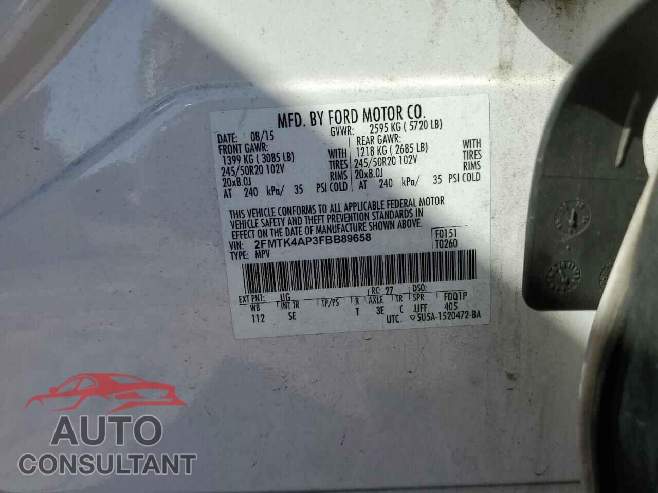 FORD EDGE 2015 - 2FMTK4AP3FBB89658