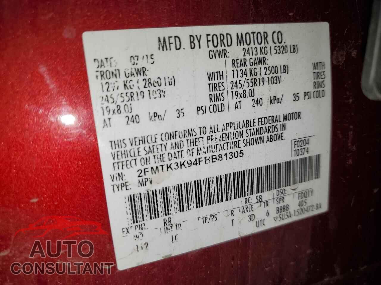 FORD EDGE 2015 - 2FMTK3K94FBB81305