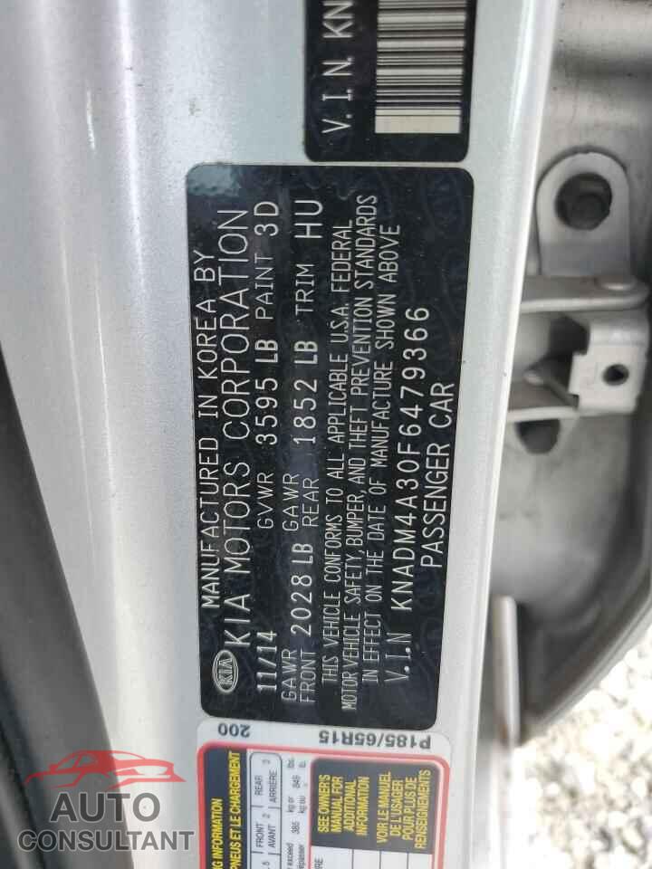 KIA RIO 2015 - KNADM4A30F6479366