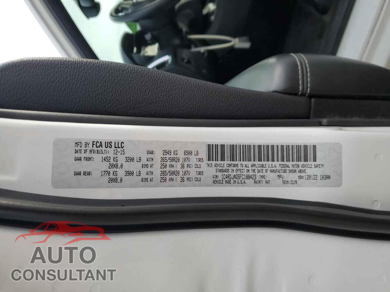DODGE DURANGO 2015 - 1C4RDJAG5FC188423