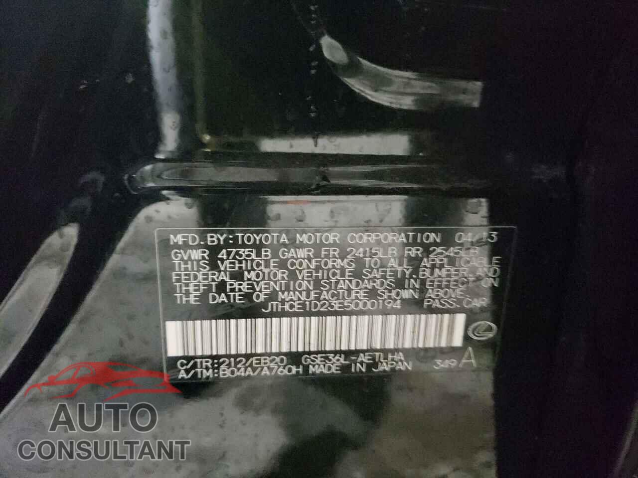 LEXUS IS 2014 - JTHCE1D23E5000194